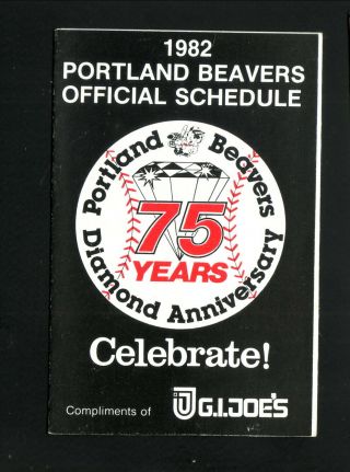 Portland Beavers - - 1982 Pocket Schedule - - Gi Joe 