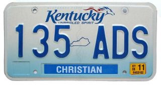 Kentucky 2008 " Unbridled Spirit " License Plate,  135 Ads,  Christian County