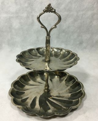 Vintage Silverplated Two Tier Dessert Server Serving Tray