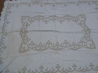Vintage Hand Embroidered Rectangle Tablecloth 55 