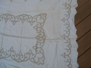 Vintage Hand Embroidered Rectangle Tablecloth 55 