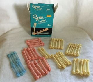 Vintage Toni Spin Curler Assortment 42 Hair Rollers Perm Rods 2