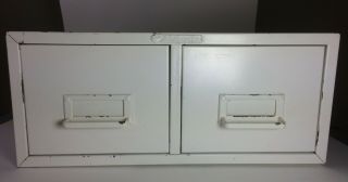 Stealmaster Vintage 2 Drawer Card Metal Index File Cabinet Painted White