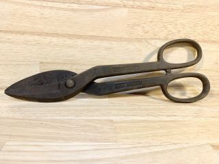 Vintage Tin Snips 11 " Wiss Long A 10 U.  S.  A.  Drop Forged Solid Steel Old Tool