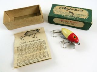 Vintage Clark Water Scout 300 Red Head Crankbait Fishing Lure W/ Insert