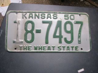Kansas License Plate Car Tag 1950 Dickinson Co.  18 - 7497