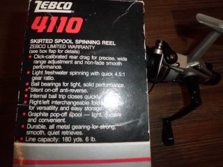 NOS Vintage ZEBCO Lancer 4110 Spinning Reel w/ Box 2