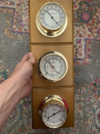 Vintage Sunbeam Wooden Thermometer Barometer Humidity 5 1/2 " X 16 "