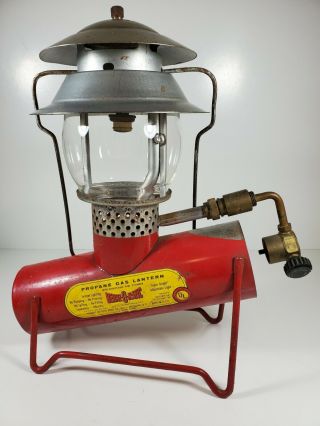 Vintage Bernz - O - Matic Propane Gas Lantern Light Red