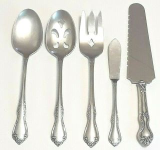 Wm A Rogers Deluxe Stainless Oneida Flatware Salad Serving Fork,  Spoon,  Knife