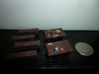 Heritage Elan Merch? 25mm Tables Benches 1703 Lord Rings Painted Vintage