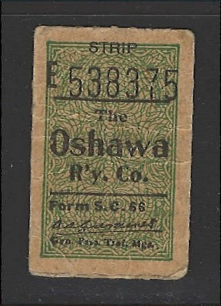 Canada Ont.  Tramway/bus Ticket «oshawa Railway Company 1895 - 1959)