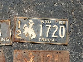1959 Wyoming Truck License Plate Bucking Horse 12 - 1720 Lincoln County