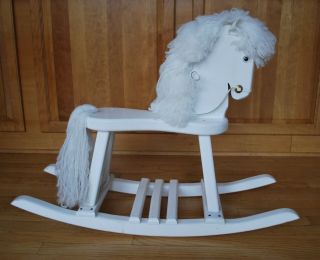 Vintage Rocking Horse Wooden White Child 