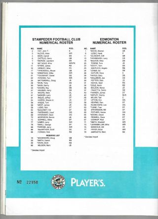 1982 CFL FOOTBALL PROGRAM: EDMONTON ESKIMOS at CALGARY STAMPEDERS,  SEPT 6,  MOON, 2