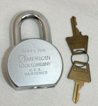 Vintage American Lock Company Usa Hardened Series 700 Pad Lock W 4 Keys