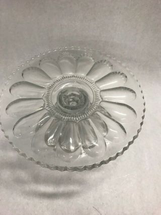 Pedestal cake plate large thumbprint glass crystal 9.  5 inches Vintage 2