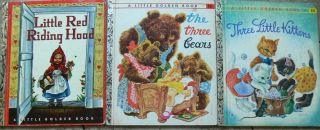 3 Vintage Little Golden Books Three Little Kittens,  Three Bears,  Little Red