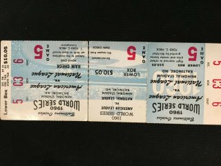 Gorgeous Full Ticket - 1960 World Series Game 5 Phantom @ Orioles