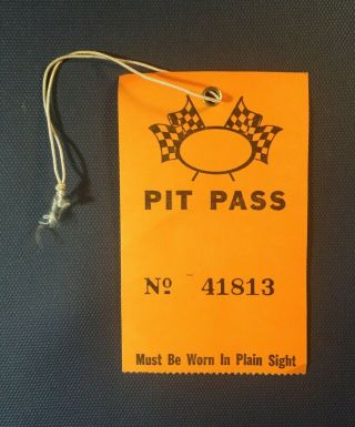 1986 Grandview Speedway Auto Racetrack Pit Pass