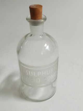 Vintage Glass Sulphuric Acid Bottle.