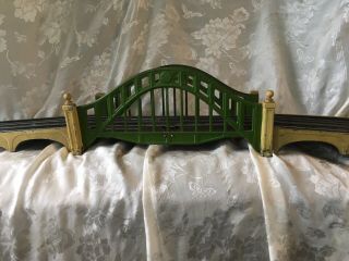 Antique Lionel Trains Green & Yellow Tin Bridge Span W/ 2 Approach Ramps (lot2)
