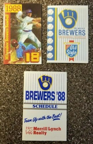 1988 Milwaukee Brewers Pocket Schedule / Three Styles / Choose Your Favorite
