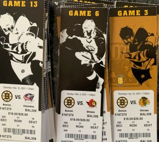 2007 - 08 Boston Bruins Season Ticket (limited Dates Available -)