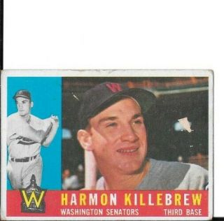 1960 Topps Harmon Killebrew,  Washington Senators/minnesota Twins Hof 