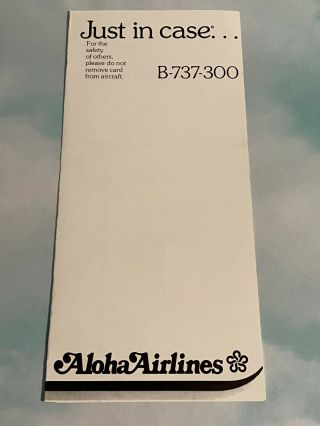 Aloha Airlines Boeing 737 - 300 Safety Card - 1988