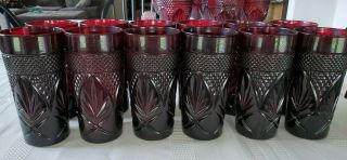 Set Of 6 Arcoroc Antique Ruby Red Cristal D 