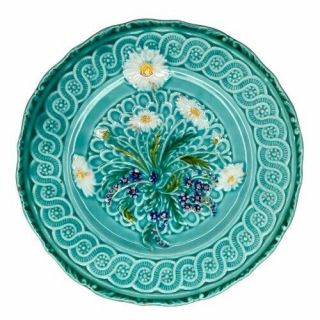Villeroy & Boch Schramberg Majolica Daisy Plate 503 Turquoise Antique Cca 1900