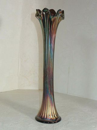 Antique Fenton Blue Carnival Glass Fine Rib Midsize Vase