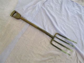 Antique Garden Pitch Fork With All Wood D Handle