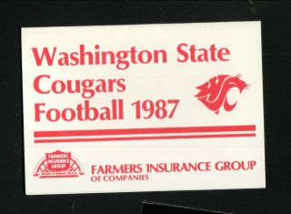 Washington State Cougars - - 1987 Football Pocket Schedule - - Farmers Insurance Group