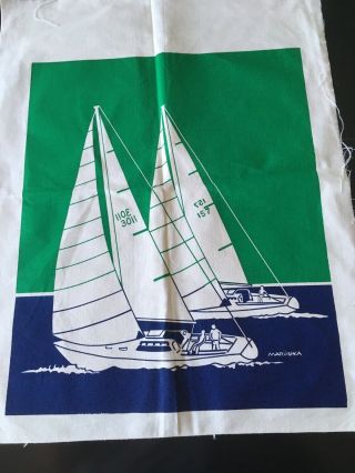Vintage Marushka Two Sailboat Canvas Print Approx 18.  25 X 22.  5 " Unframed Nos