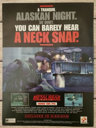 Metal Gear Solid Pc Playstation 1 Ps1 2000 Vintage Promo Ad Art Print Poster