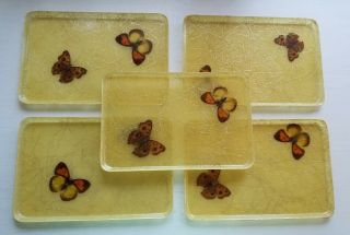 Set Of 5 Vintage Mid Century Modern Fiberglass Butterfly Trays Plates Great Cond