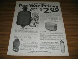 1921 Vintage Ad Faultless Rubber Co Hot Water Bottles,  Syringes Ashland,  Oh