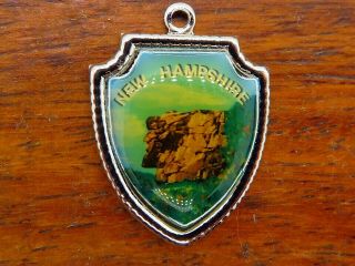 Vintage Silver Hampshire Old Man Of The Mountain Travel Shield Charm E42