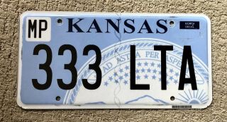 Kansas State Seal License Plate 333 Lta