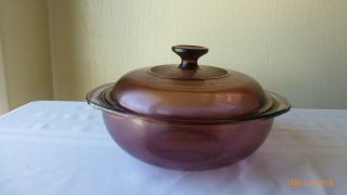 Vintage Vision Corning Ware Cranberry 2 Liter Casserole With Lid