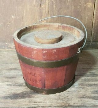 Antique Vintage Wood Barrel Keg Bail Handle Widdicombe ' s Sweet Spiced Figs 2