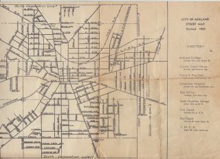 City Of Ashland,  Oregon Street Map,  1952