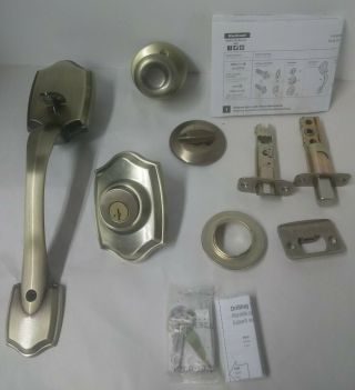 Kwikset Smartkey Belleview Single Cylinder Antique Brass Handleset W/tylo Knob