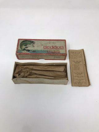 Vintage Heddon Dowagiac Minnow Fishing Lure Box Torpedo 139m Authentic Box