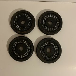 Vintage Bollinger Barbell 5 Lb Cast Iron Weight Plates Set Of 4 (20lbs Total)