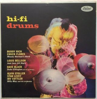 Various Jazz Artists " Hi - Fi Drums " 1958 Vintage Near Pristine