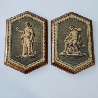 Set Of 2 Vintage/antique Turner Wall Accessory Plaques - Greek/roman Figures