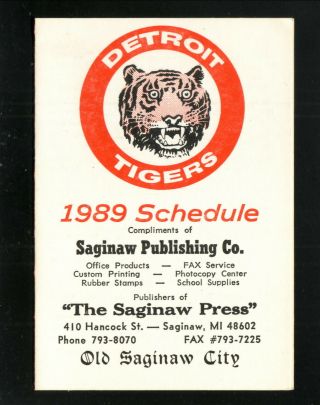 Detroit Tigers - - 1989 Pocket Schedule - - Saginaw Press